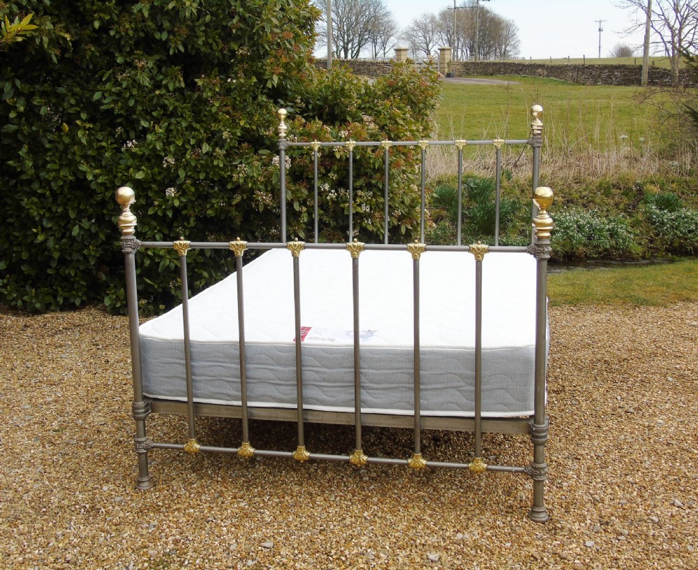 Victorian Cast Iron & Brass Double Bed View VIII