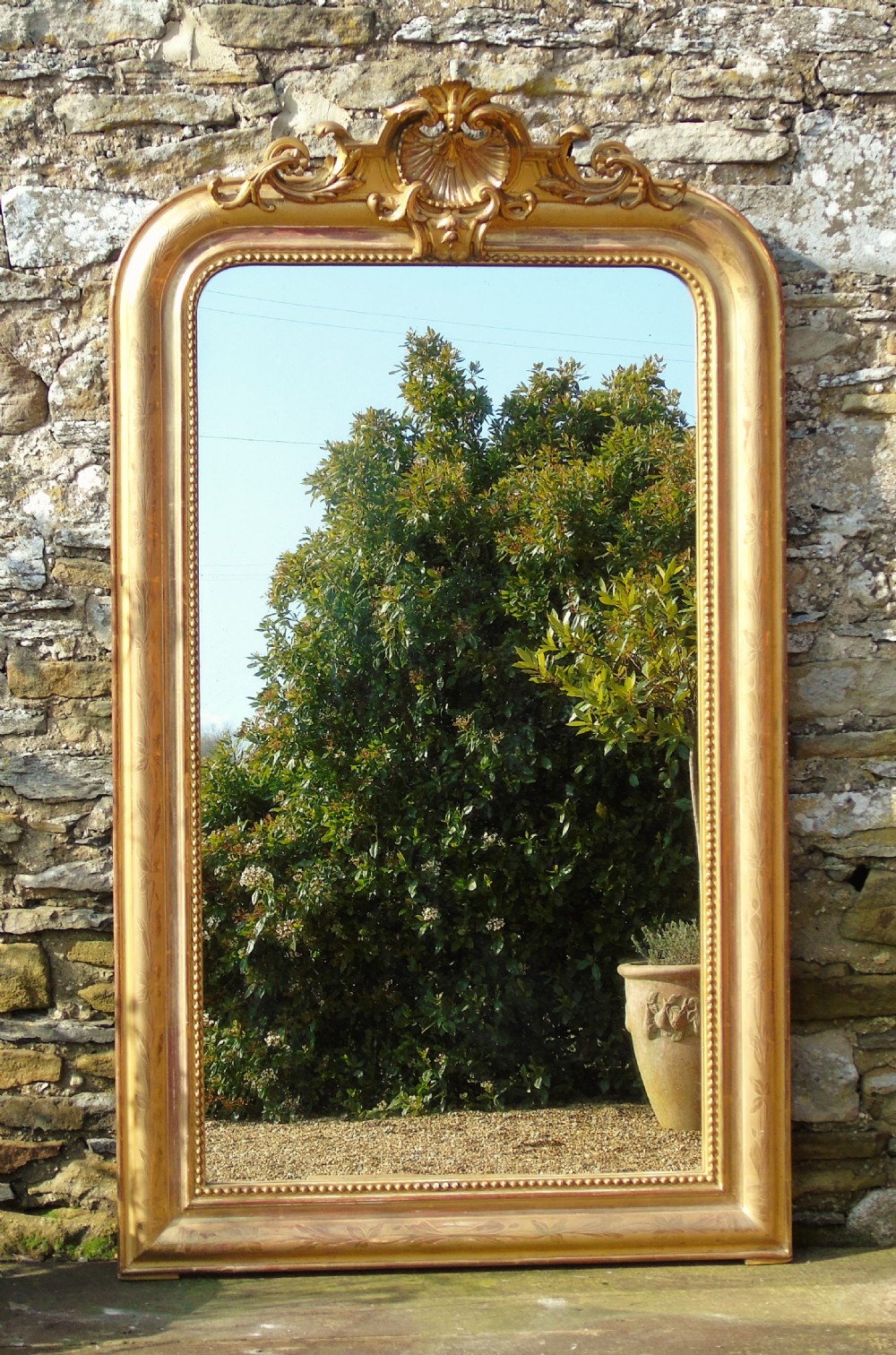 Antique French Arch Gilt Mirror