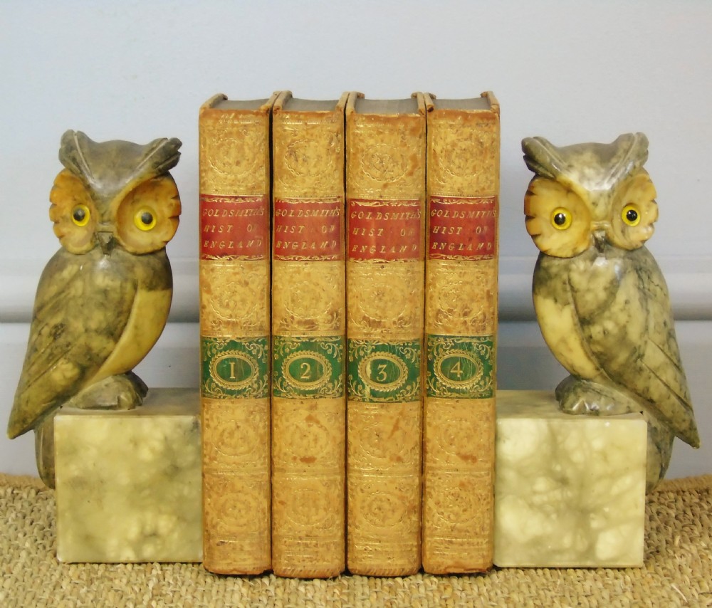Art Deco Alabaster Owl Bookends