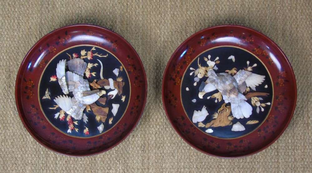 Good Pair of Large Japanese Shibayama Plaques View II