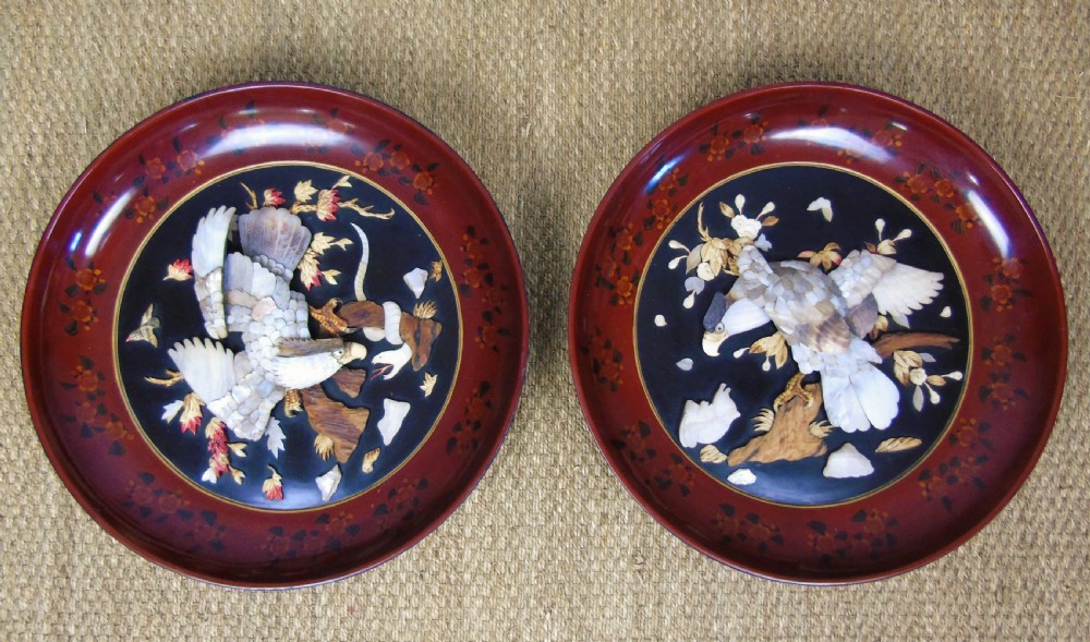 Good Pair of Large Japanese Shibayama Plaques View VIII