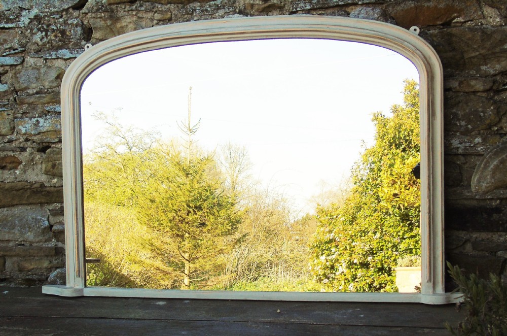 Antique Painted Arched Overmantel Mirror View II