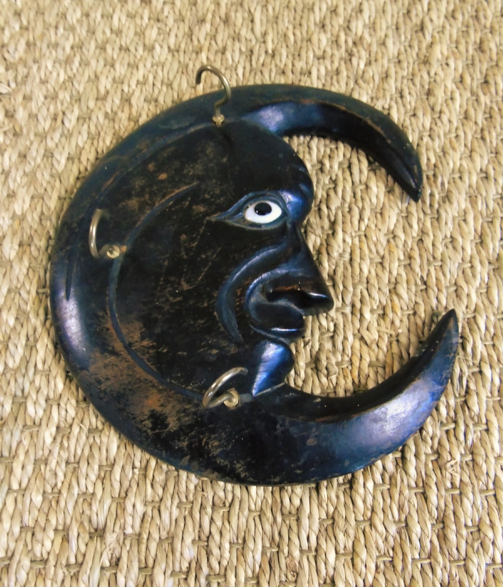 Antique Victorian Man in the Moon Carved Hanger View II