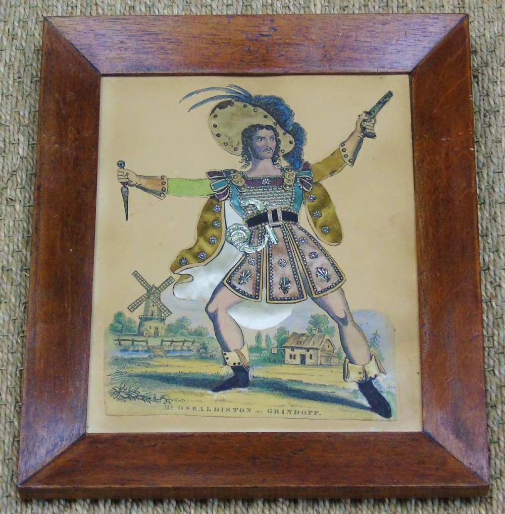 Antique Tinsel Picture Mr Osbaldiston as Grindoff