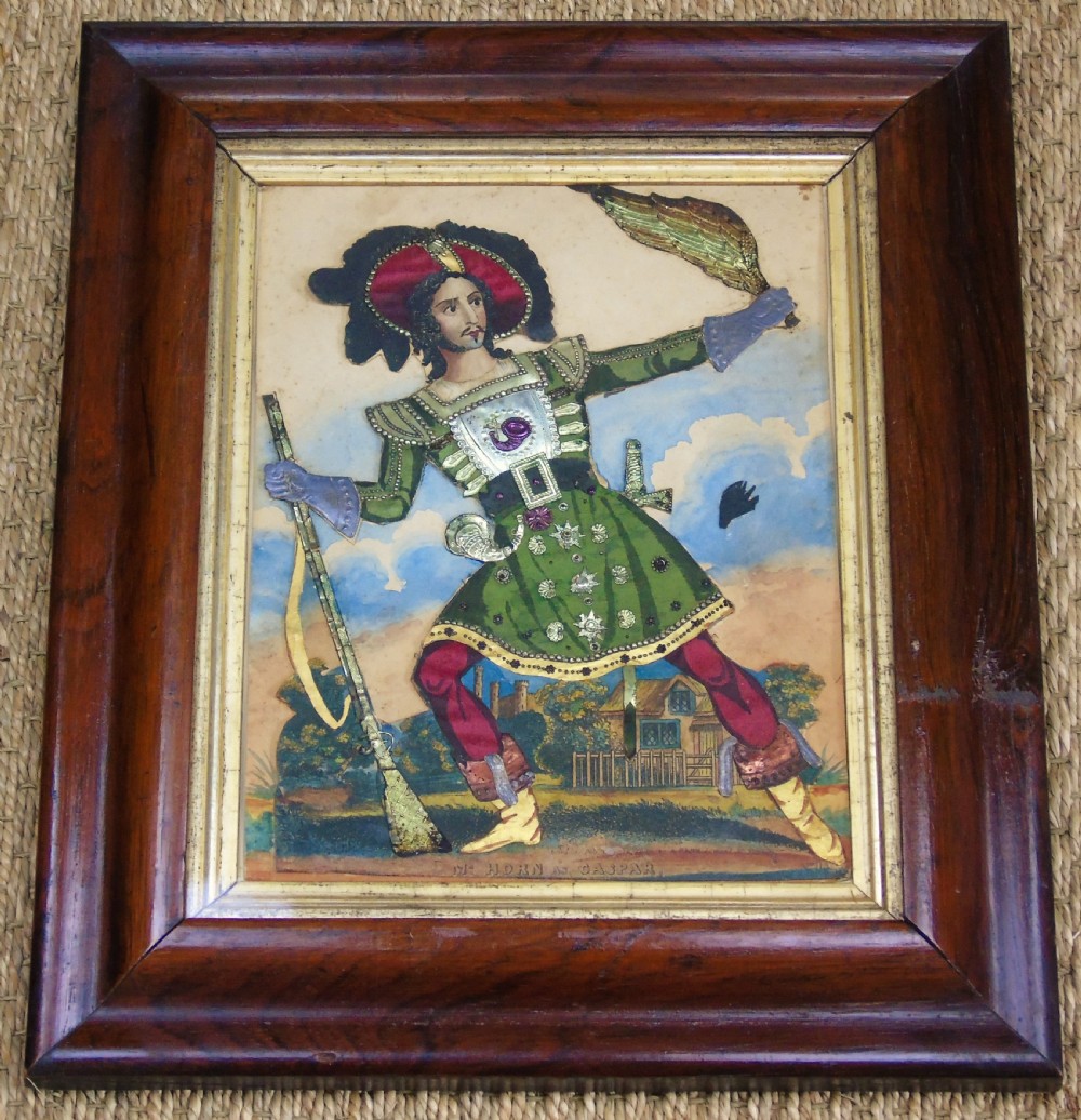 Antique Tinsel Picture Mr Horn as Caspar