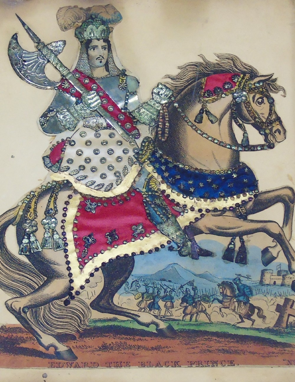 Antique Tinsel Picture Edward the Black Prince
