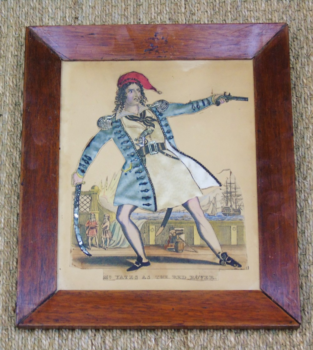 Antique Tinsel Picture Mr Yates as the Red Rover
