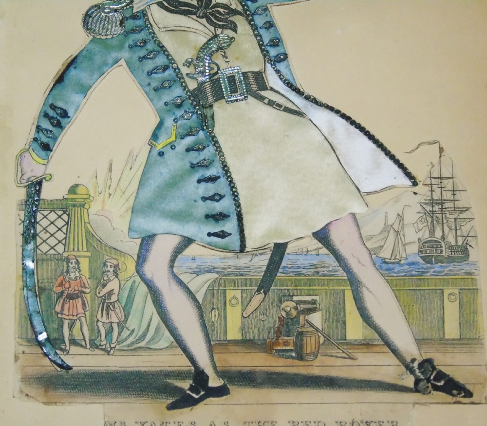 Antique Tinsel Picture Mr Yates as the Red Rover View IV