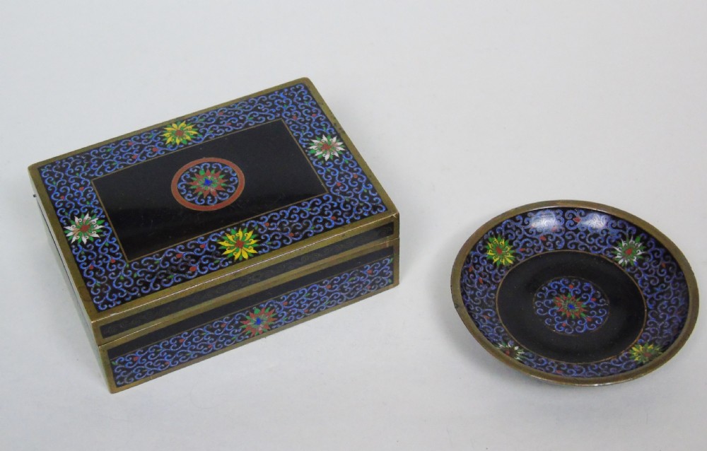 Japanese Cloisonne Jewellery Box and Matching Ring Tray