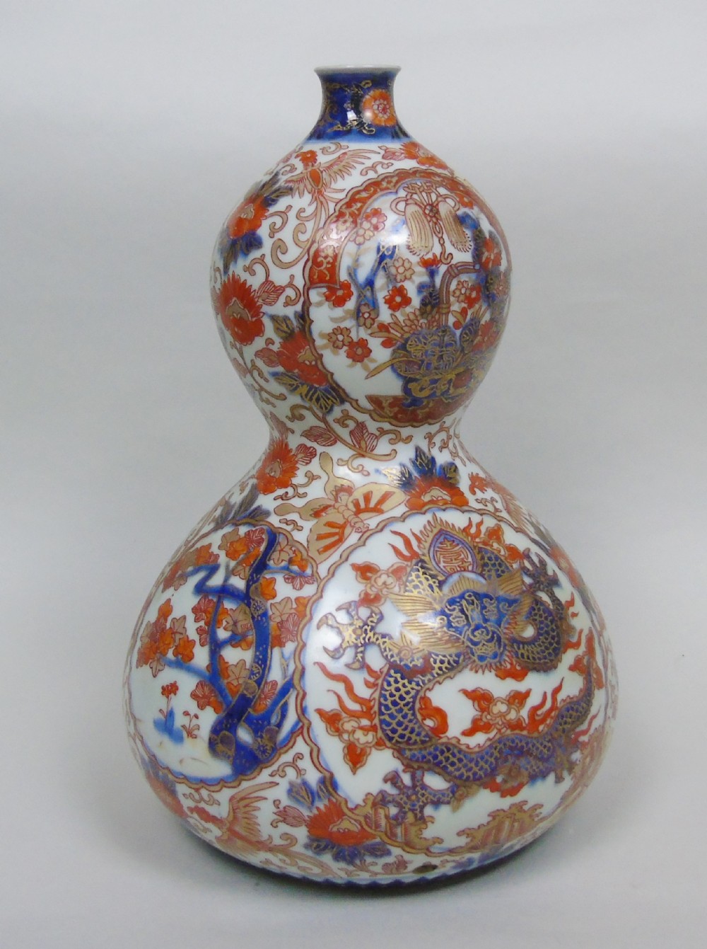 Antique Japanese Meiji Double Gourd Imari Vase 
