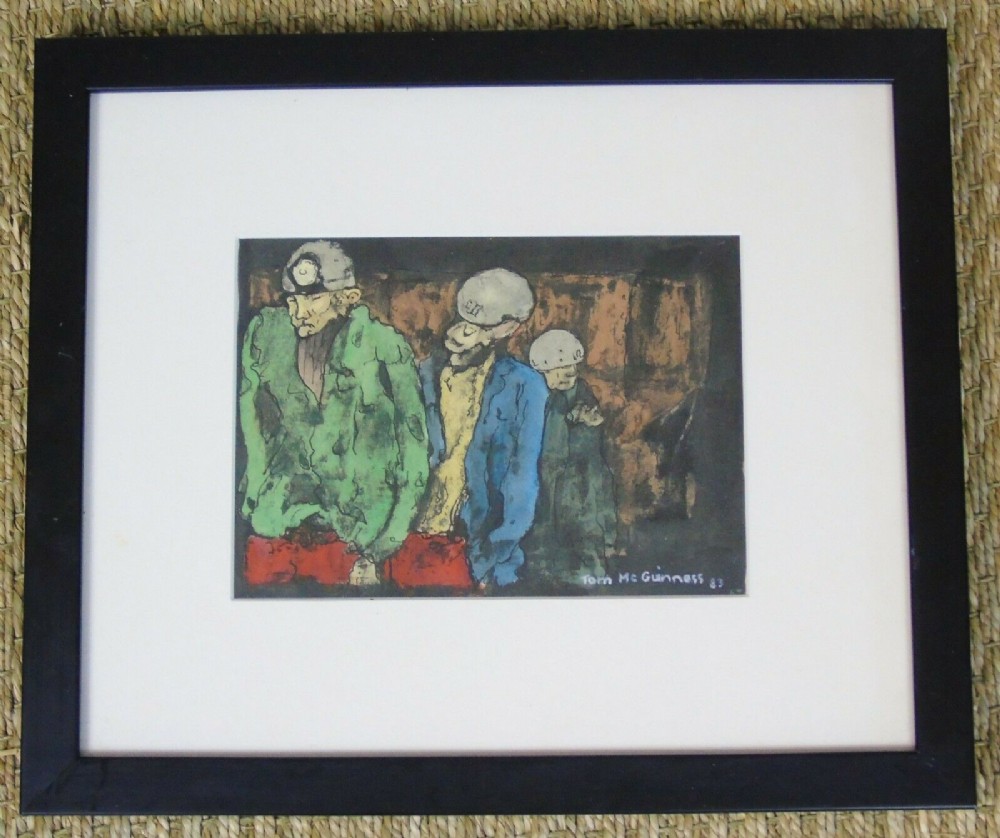 Original Painting Miners Crossing the Line Tom McGuiness