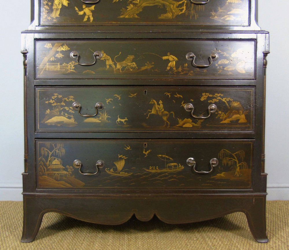 Elegant 19th Century Regency Style Chinoiserie Chest on Chest View V