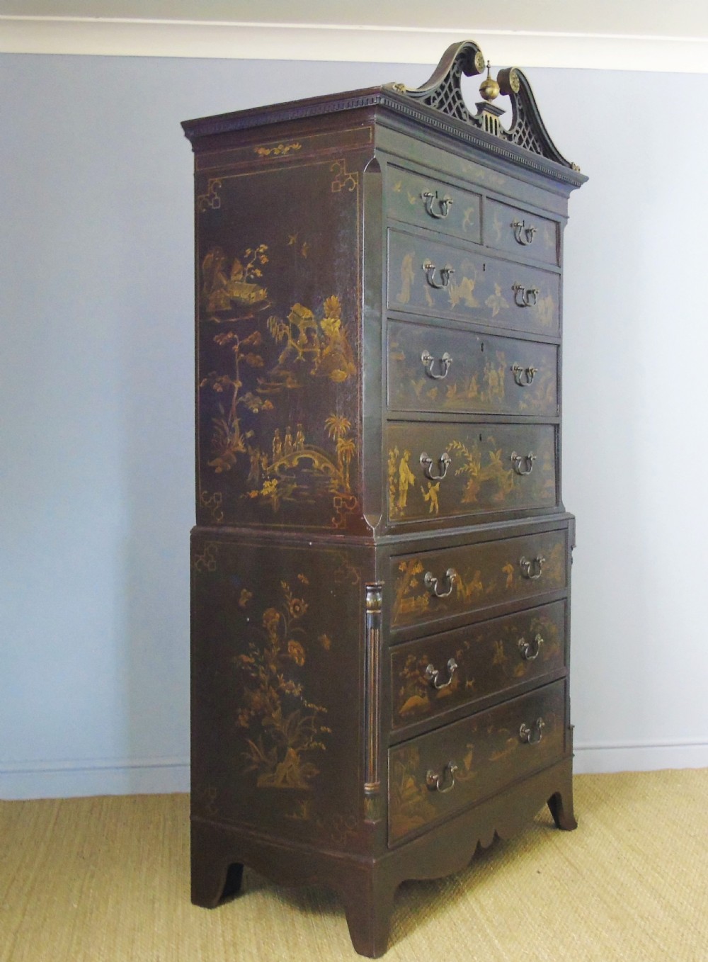 Elegant 19th Century Regency Style Chinoiserie Chest on Chest View VI