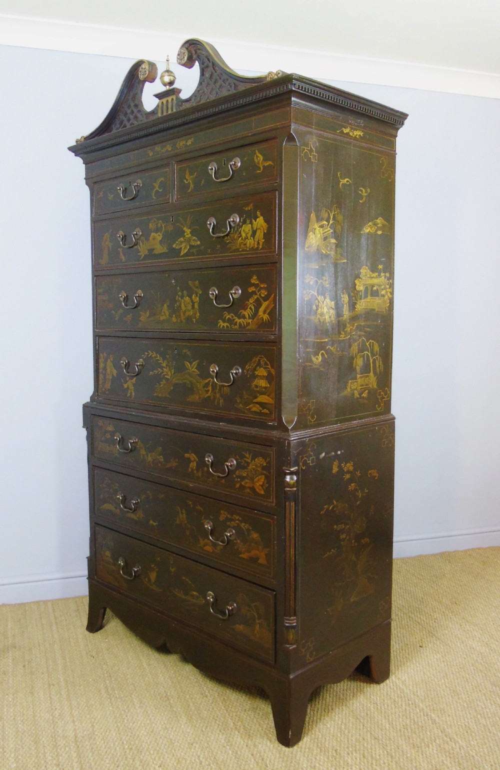 Elegant 19th Century Regency Style Chinoiserie Chest on Chest View VII