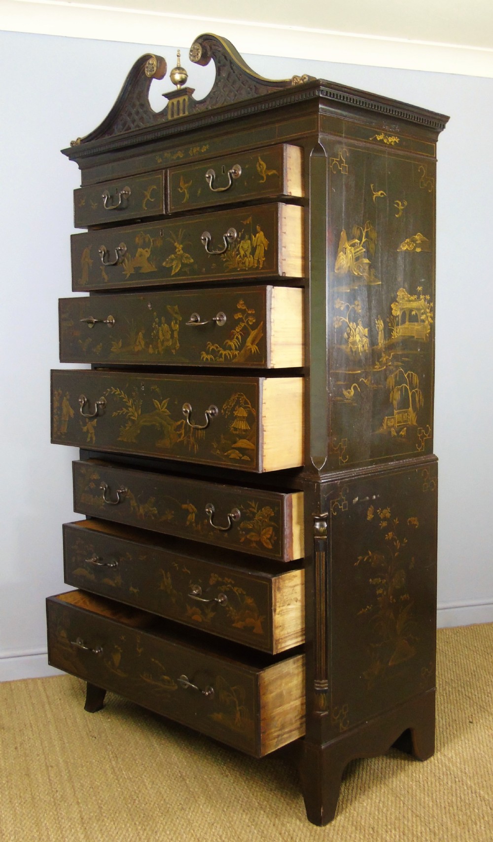 Elegant 19th Century Regency Style Chinoiserie Chest on Chest View VIII