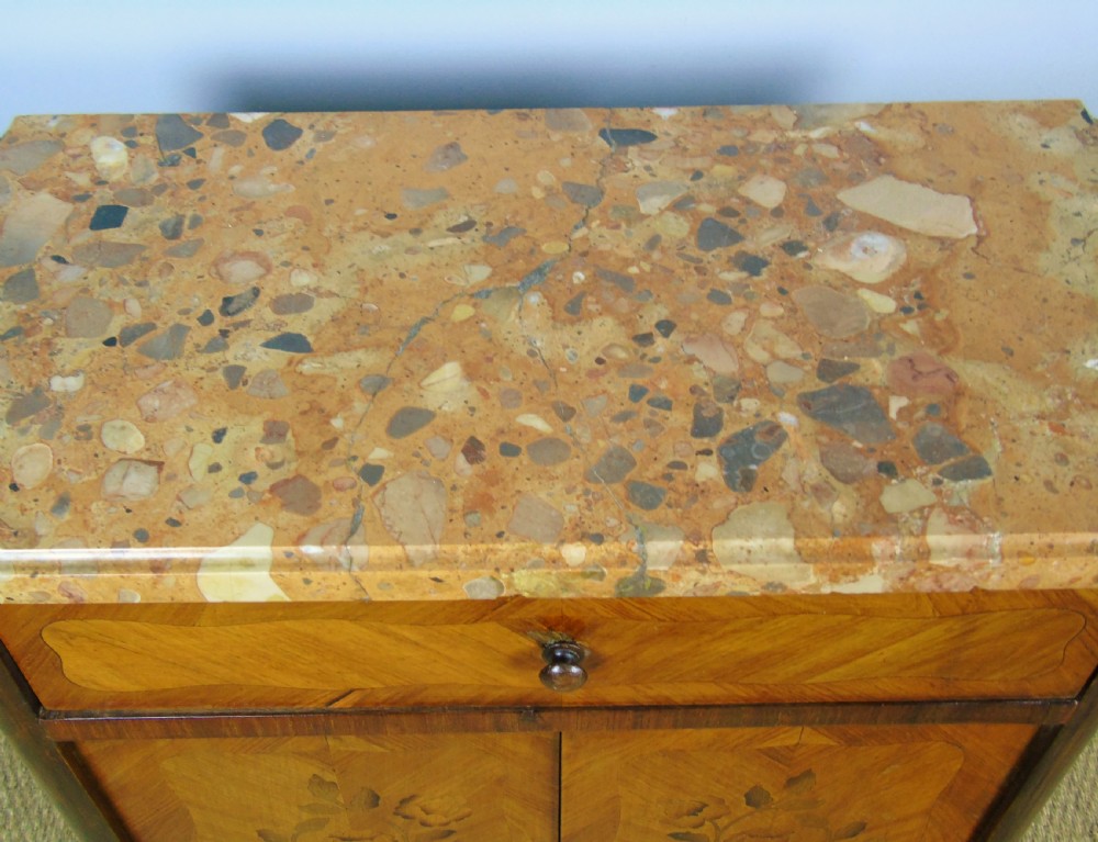 Antique French Marquetry Cabinet Marble Top View III