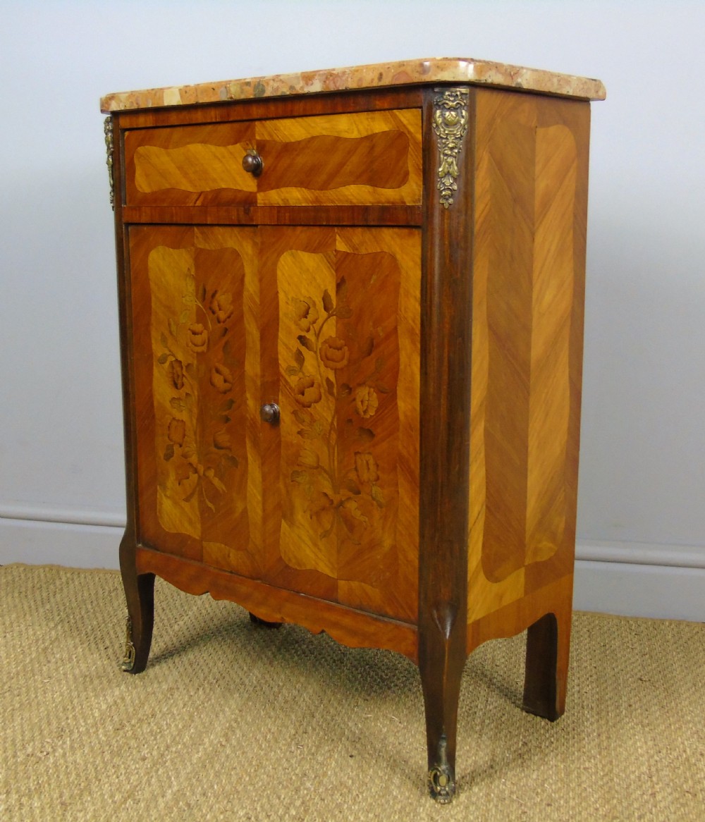 Antique French Marquetry Cabinet Marble Top View X