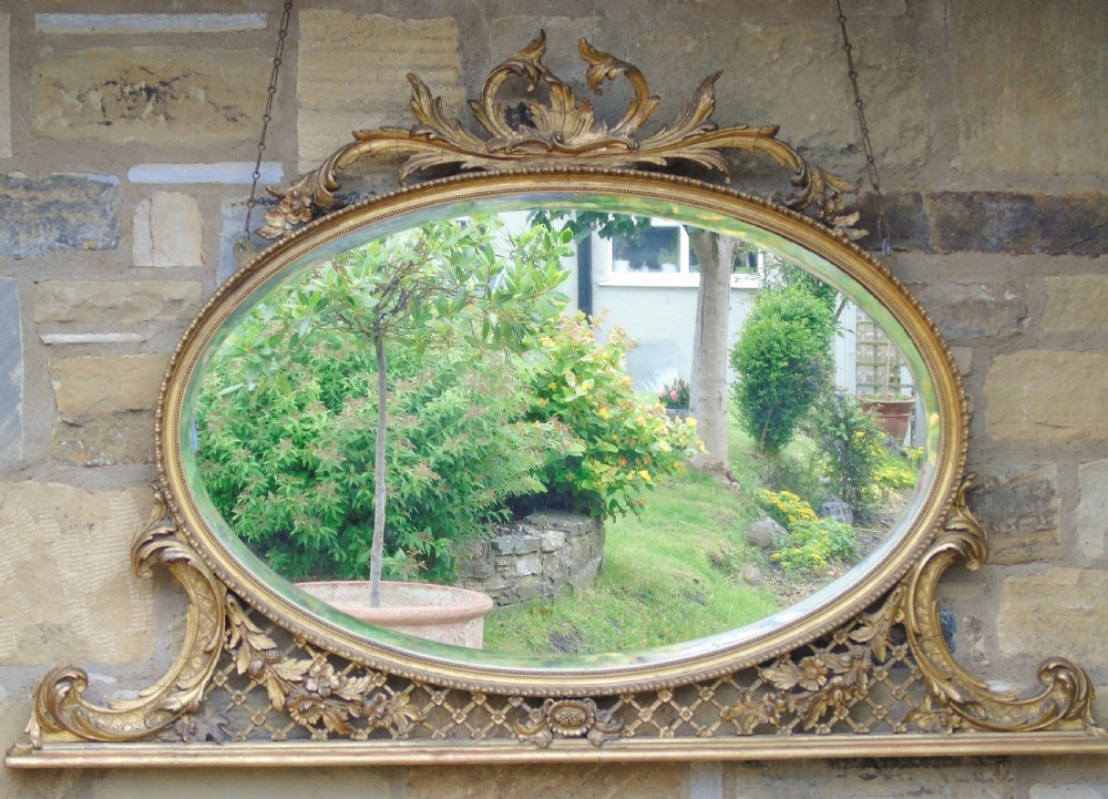 Antique Oval Gilt Overmantel Mirror