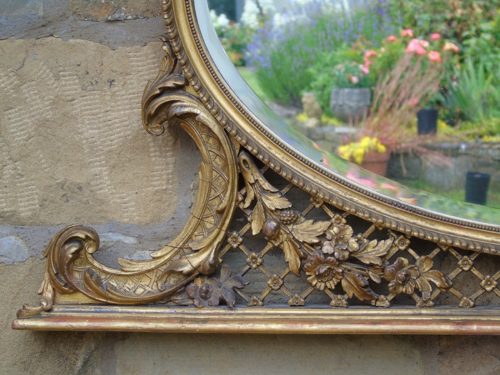 Antique Oval Gilt Overmantel Mirror View IV