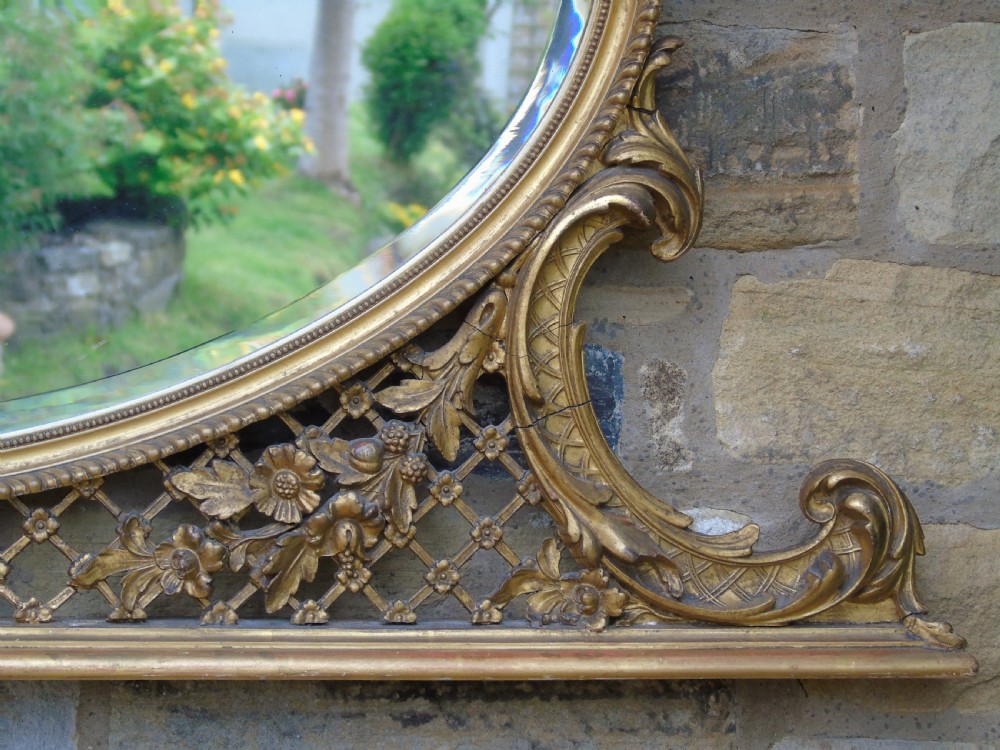 Antique Oval Gilt Overmantel Mirror View VI