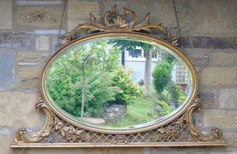 Antique Oval Gilt Overmantel Mirror View VII