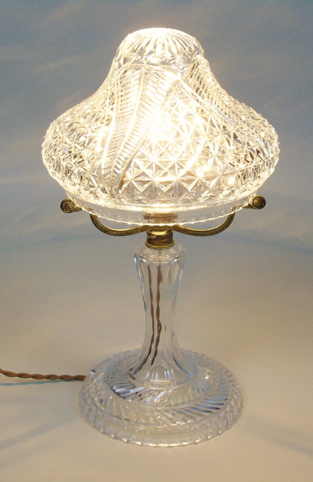 Antique Cut Crystal Glass Table Lamp