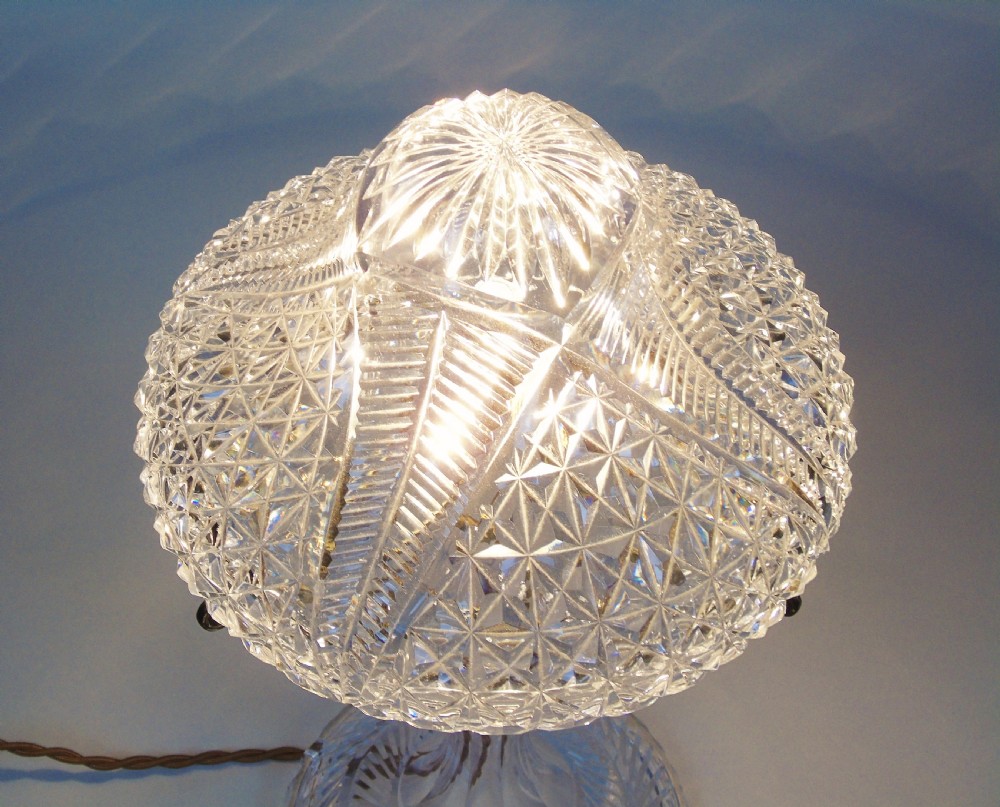 Antique Cut Crystal Glass Table Lamp View II