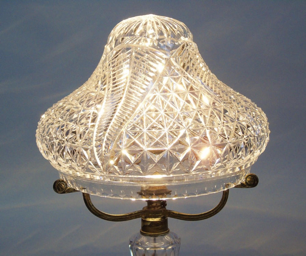 Antique Cut Crystal Glass Table Lamp View III