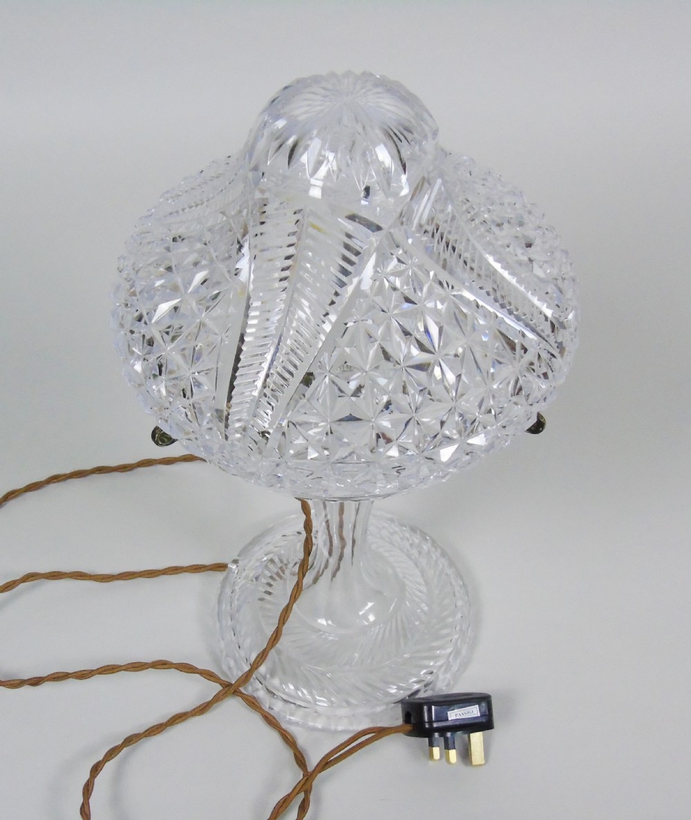 Antique Cut Crystal Glass Table Lamp View IV