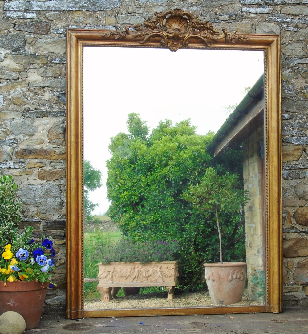 Large French Antique Floor Standing Mirror