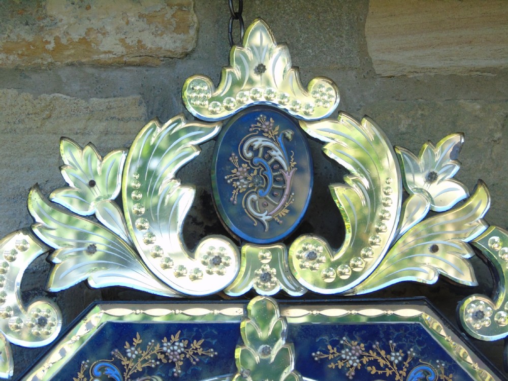 Exceptional 19th Century Venetian Cut Glass & Enamelled Mirror View V