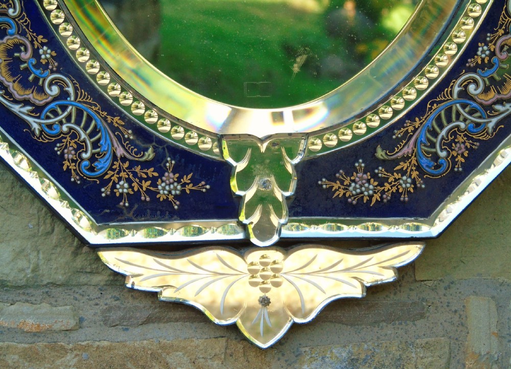 Exceptional 19th Century Venetian Cut Glass & Enamelled Mirror View VI