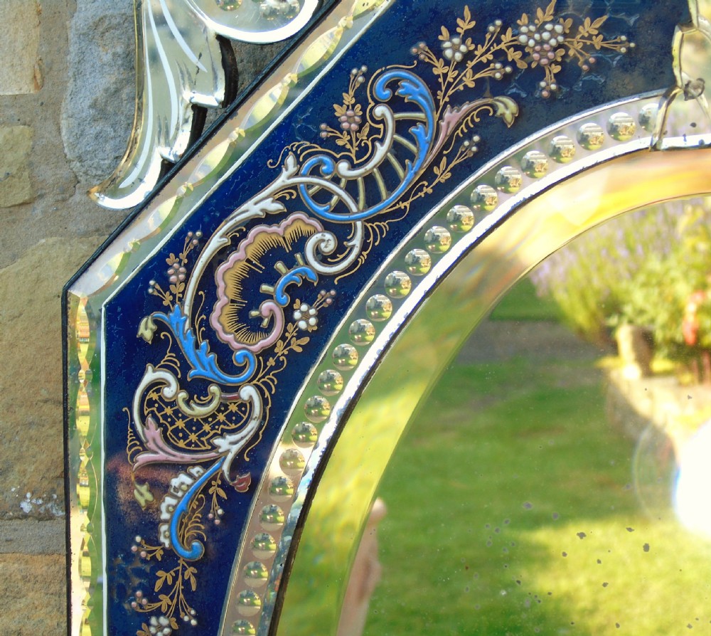 Exceptional 19th Century Venetian Cut Glass & Enamelled Mirror View VII