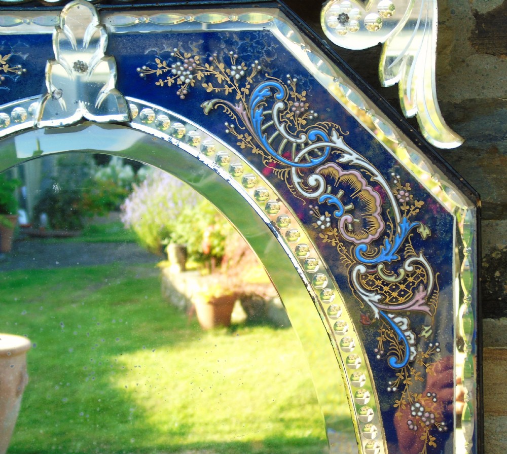 Exceptional 19th Century Venetian Cut Glass & Enamelled Mirror View VIII