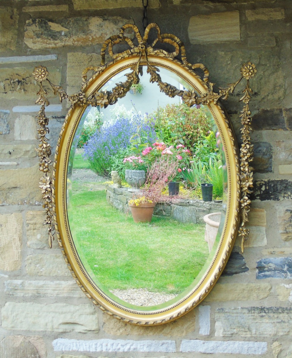 Good 19th Century Regency Style Oval Mirror In the Adams Taste
