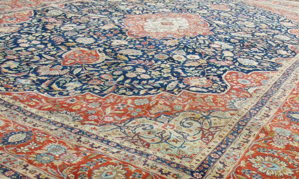 Antique Tabriz Carpet Room Size View V