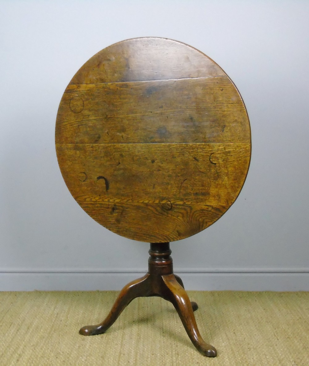 George III Country Oak Circular Tip Top Table View IV