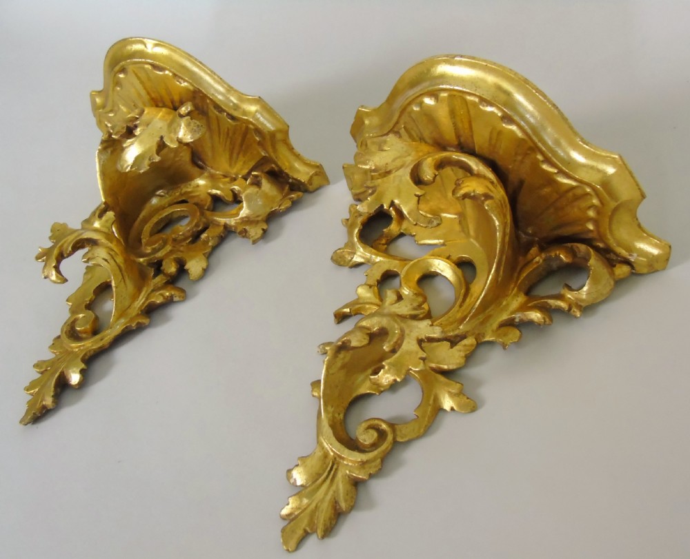 Good Pair of Giltwood Hand Carved Wall Brackets View VI