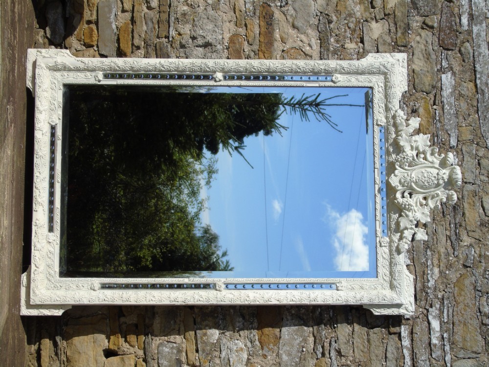 Antique Large Painted French Marginal Mirror View II