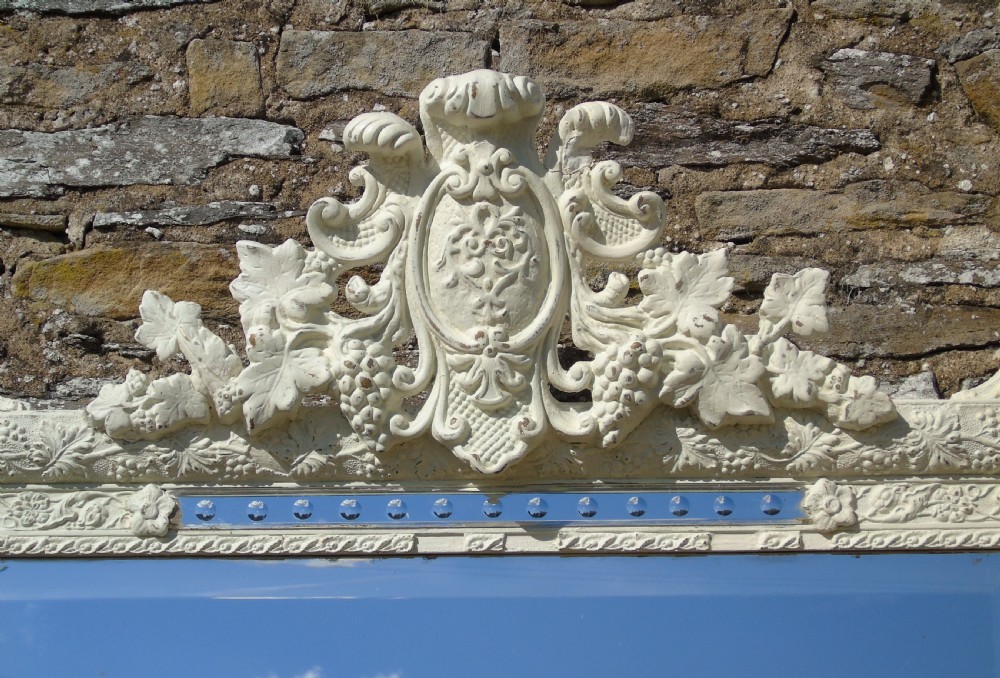 Antique Large Painted French Marginal Mirror View III