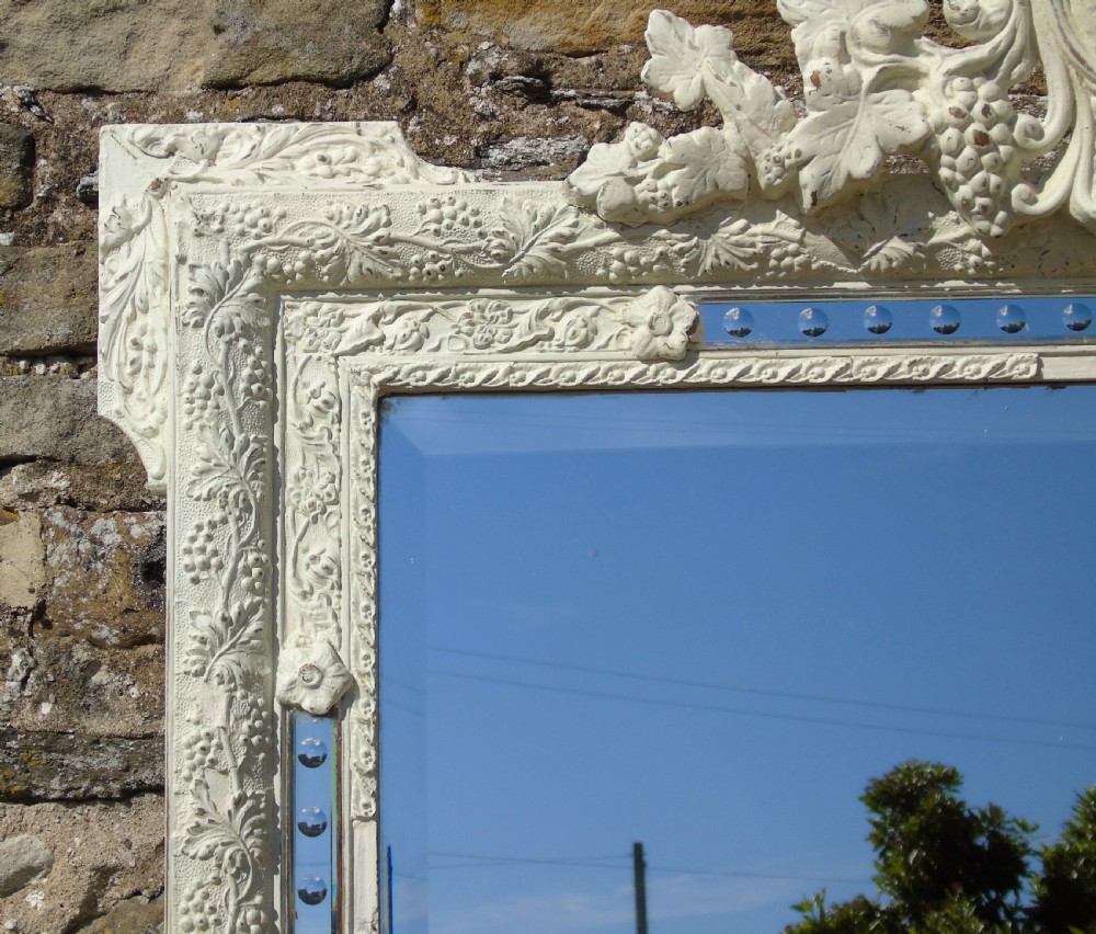 Antique Large Painted French Marginal Mirror View IV