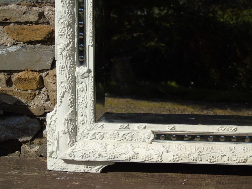 Antique Large Painted French Marginal Mirror View VI