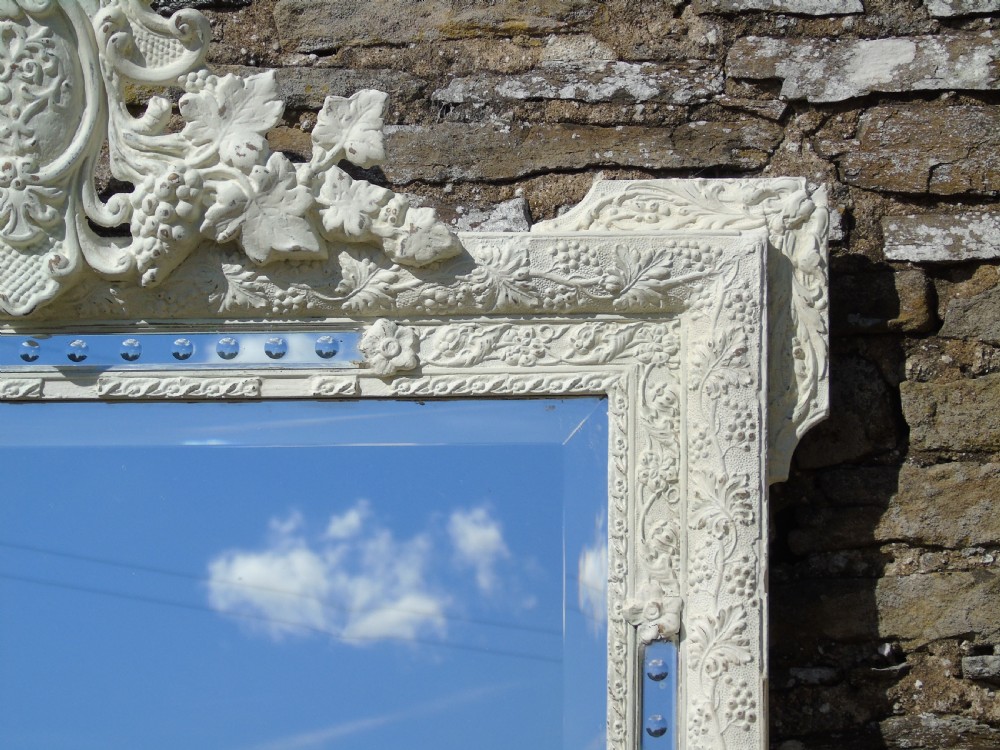 Antique Large Painted French Marginal Mirror View VII