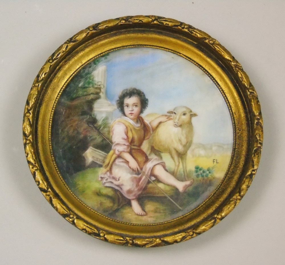Painted Porcelain Plaque 19th Century St John the Baptist