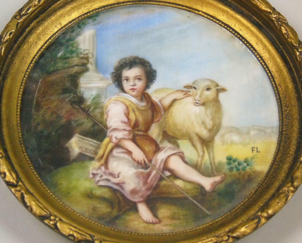 Painted Porcelain Plaque 19th Century St John the Baptist View II