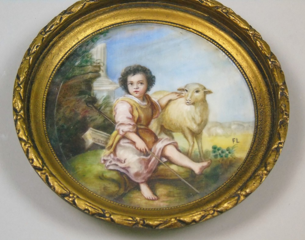 Painted Porcelain Plaque 19th Century St John the Baptist View III