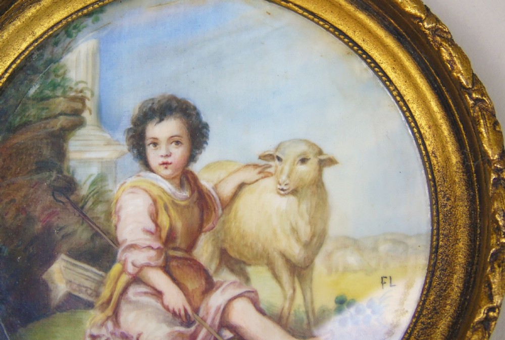 Painted Porcelain Plaque 19th Century St John the Baptist View IV