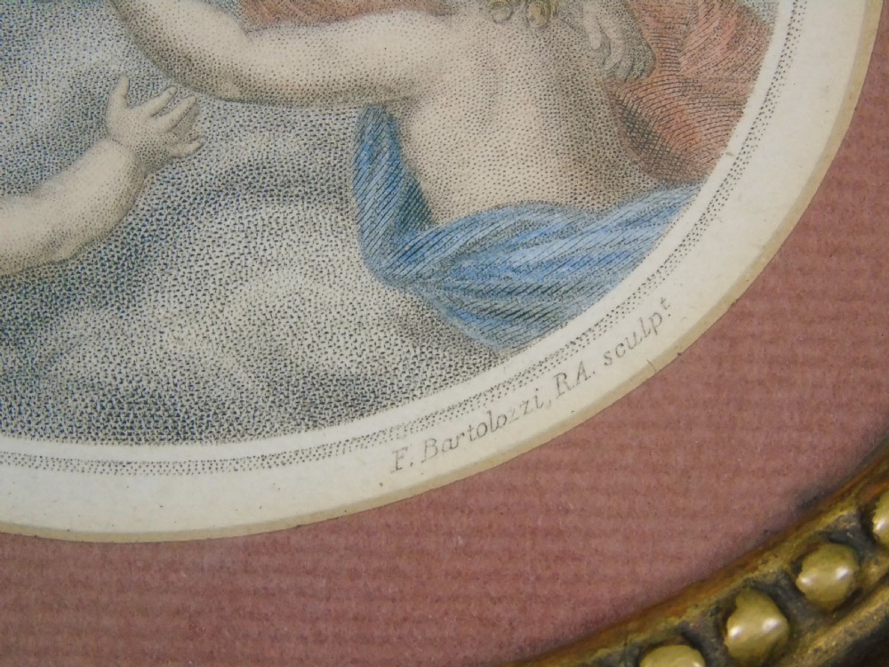 Hand Coloured Stipple Engraving of Putti Bartolozzi View III
