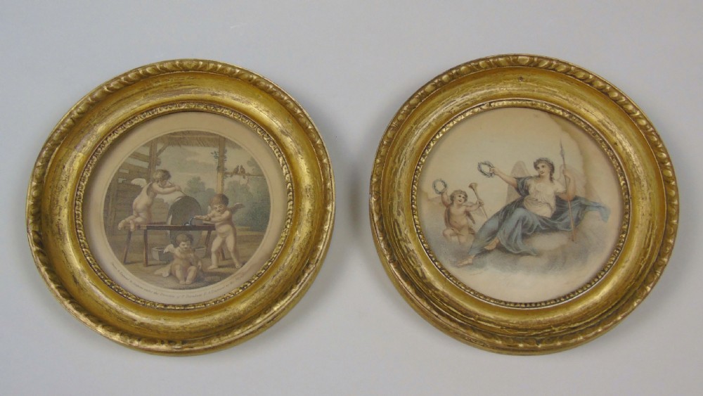Antique Pair of Hand Coloured Engravings Bartolozzi View II