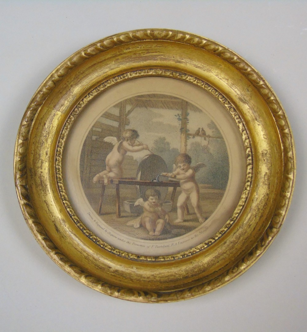 Antique Pair of Hand Coloured Engravings Bartolozzi View IV